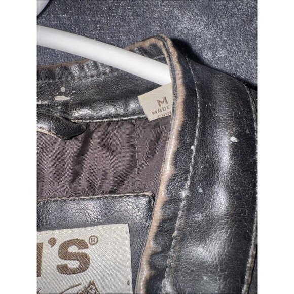 Levi's Apparel Men's Faux Leather Insulated Jacket, Black Sz Medium - Picture 7 of 11